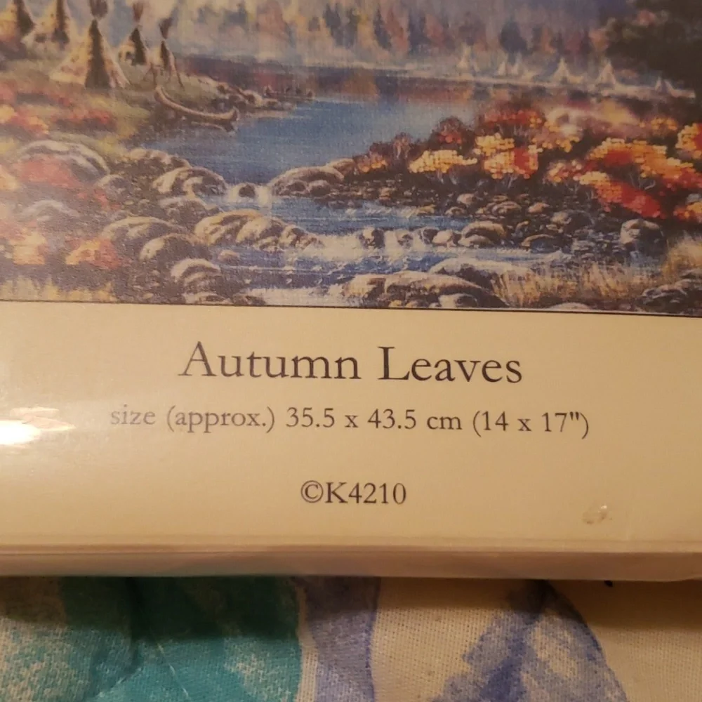 Indian, PRINTED FABRIC COUNTED CROSS STITCH KIT "Autumb Leaves" - Picture 10 of 12